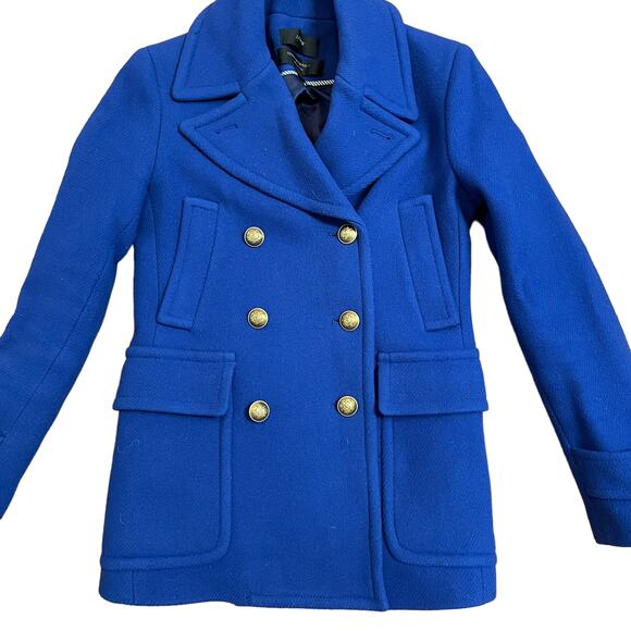 J. Crew Majesty Peacoat Stadium Cloth Nello Gori Royal Blue - Picture 3 of 6